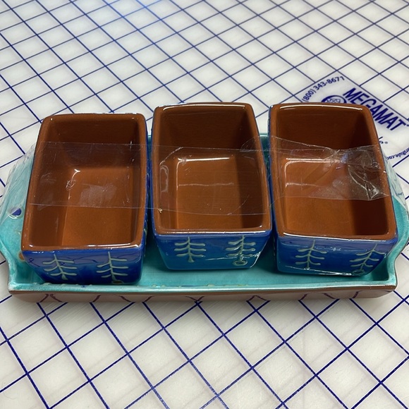 4 piece condiments stoneware serving set Sonoma terra cotta - Picture 2 of 4